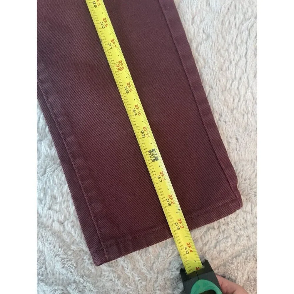 DNM Collection Moto Biker Pants Men’s 32 Burgundy Slim Fit Stretch Jeans